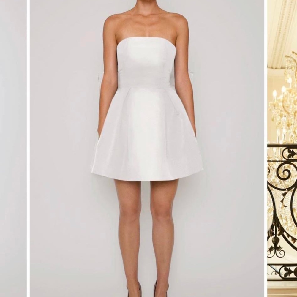 NWT Alexia Maria White Bridal Mini Dress with Bow